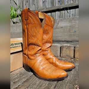 Men's Tan Leather Western Cowboy Boots